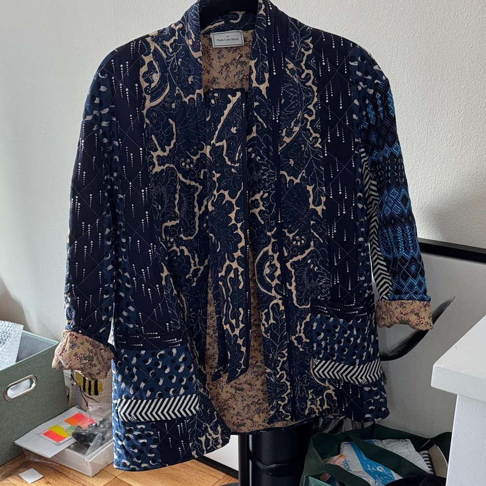 Pierre-Louis Mascia and Blue and Beige Patterned Blazer
